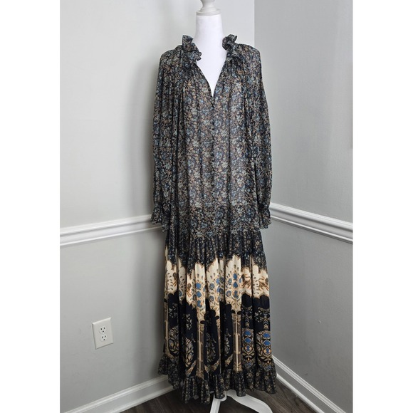 Free People Womens Coastal Vacation Feeling Groovy A-Line Floral Dress Sz M Boho - Picture 2 of 13